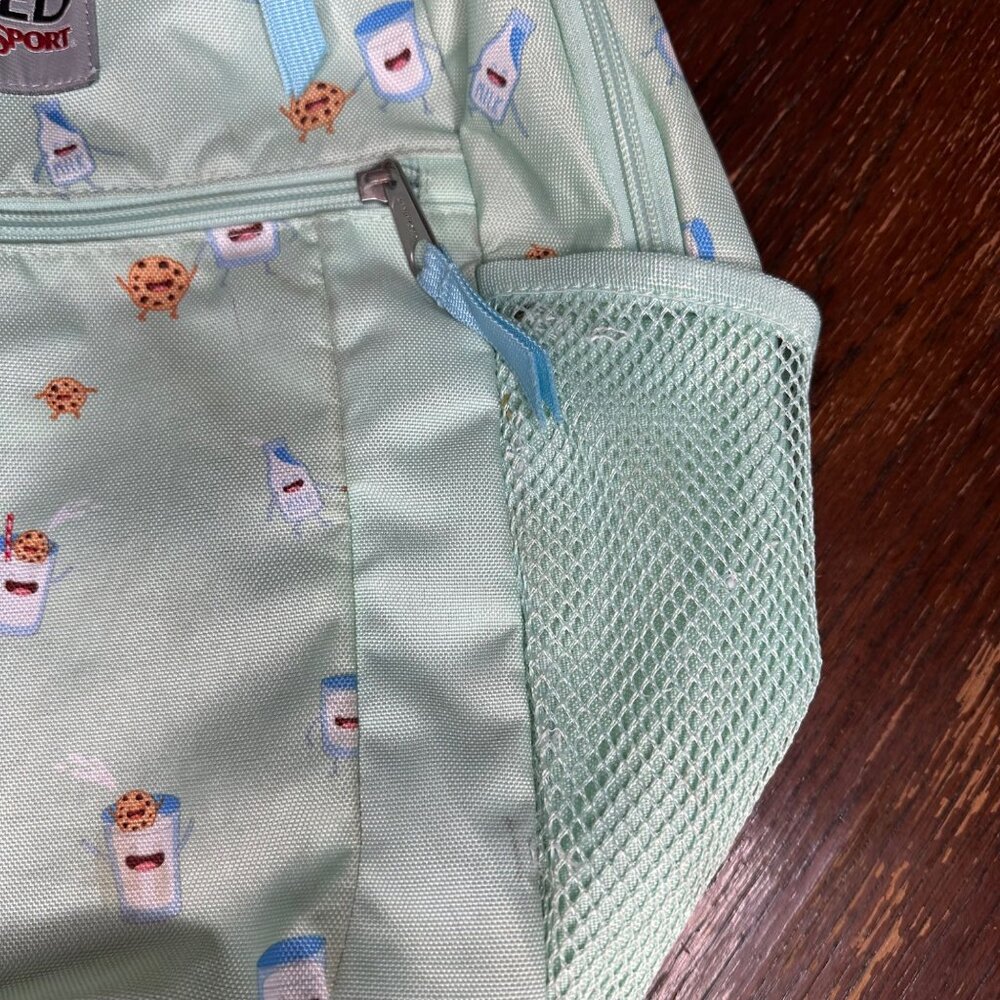 Unhinged By Jansport Mint Backpack With Milk & Cookies Print Adjustable Straps - Picture 8 of 14